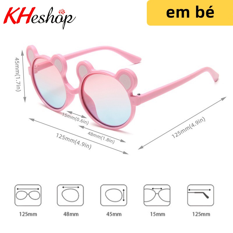 Trào Lưu Kính Hoạt Hình Trẻ Em, hình tai Gấu dễ thương tròng đổi màu Gradient siêu đặc biệt mã Y6632