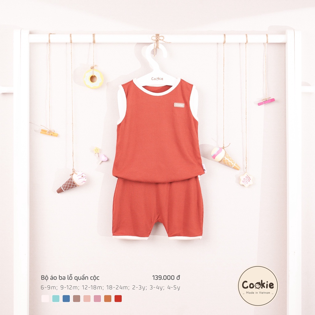 Bộ Ba Lỗ Quần Cộc Cookie Cotton tăm lạnh mềm