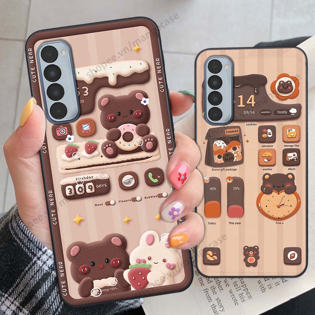 Ốp lưng Oppo Reno4 / Reno4 Pro / Reno 4 hình gấu, thỏ, đồng hồ cute dễ thương