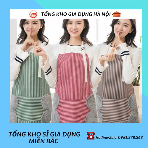 [❌HÀNG LOẠI 1❌] Tạp Dề Phong Cách Hàn Quốc Có Khăn Lau Tay Bên Hông, Tạp Dề Chống Thấm Nước 88207 Tổng kho Sỉ Gia Dụng