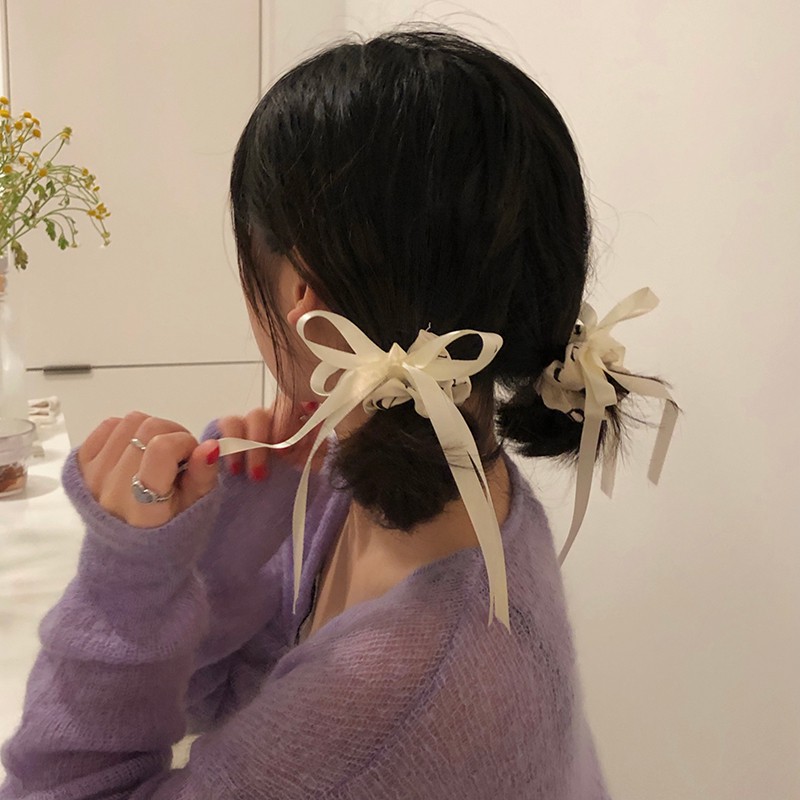 Scrunchies Cột Tóc Buộc Tóc LIN Đính Nơ Sang Trọng