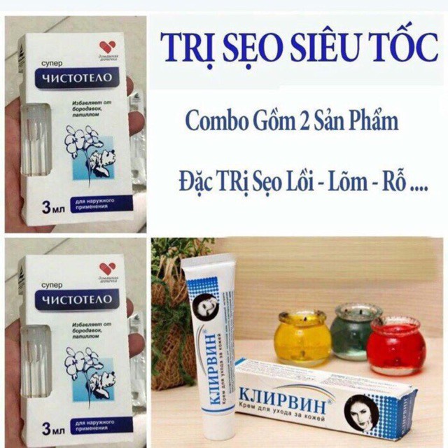 combo Kem hỗ trợ sẹo nga và tẩy mụn ruồi mụn cóc nga