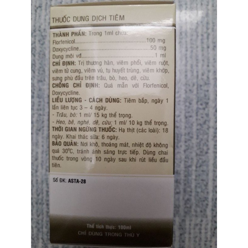 Doxy sone 100ml. chích viêm phổi thương hàn, sưng phù đầu