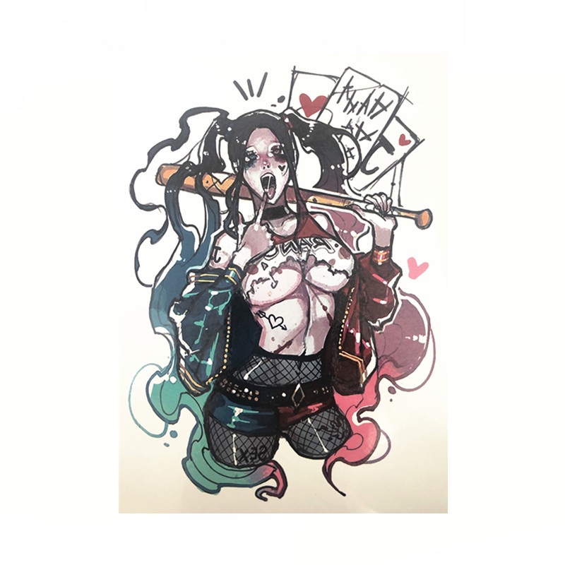 Miếng Dán Hình Xăm Tạm Thời Chống Thấm Nước Hình Chữ Cái harley quinn Cá Tính