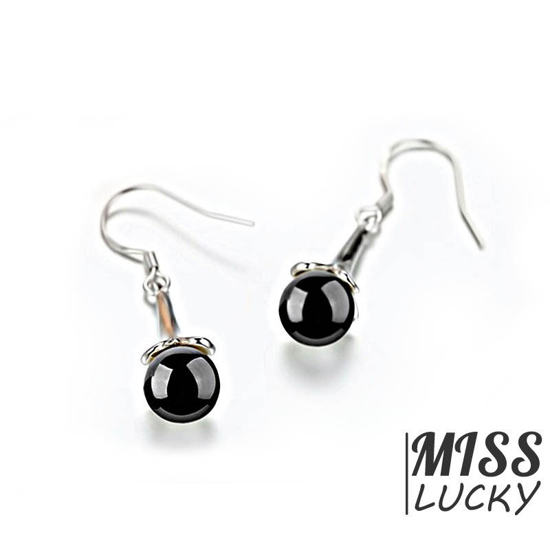 Đôi khuyên tai kích thước 35*8cm trang trí hoa đính ngọc màu đen / đỏ xinh xắn cho cô dâu