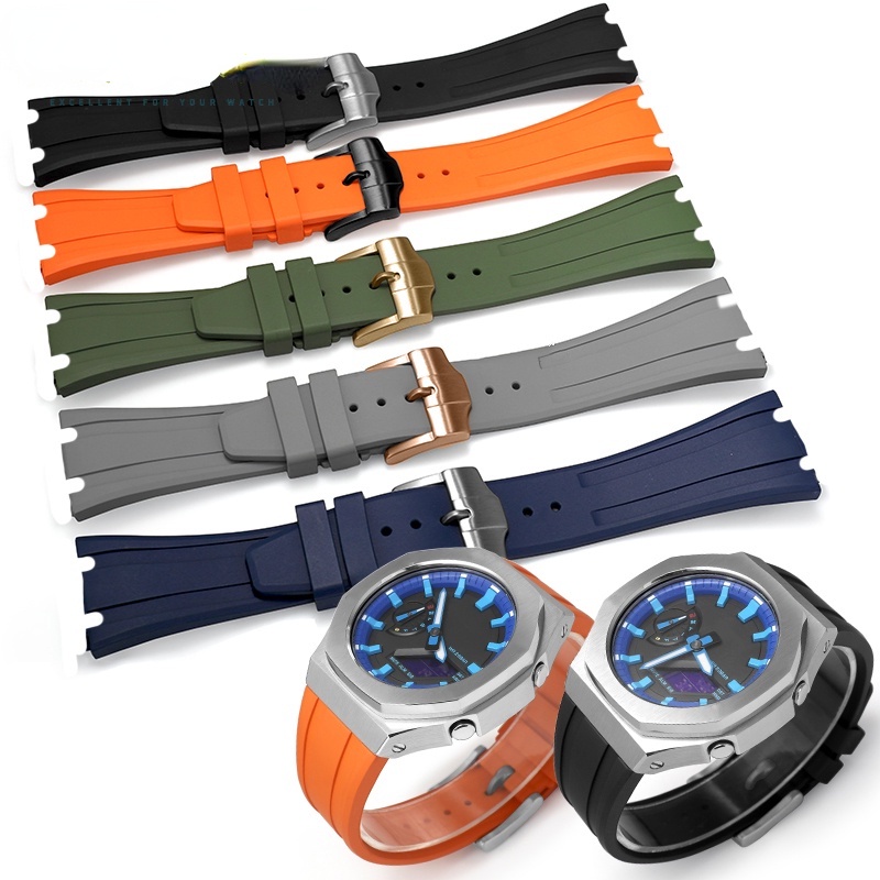 Dây Đeo Thay Thế 18mm Bằng Cao Su Thép Không Gỉ 27mm Cho Đồng Hồ Thể Thao AP GA2100 Bezel