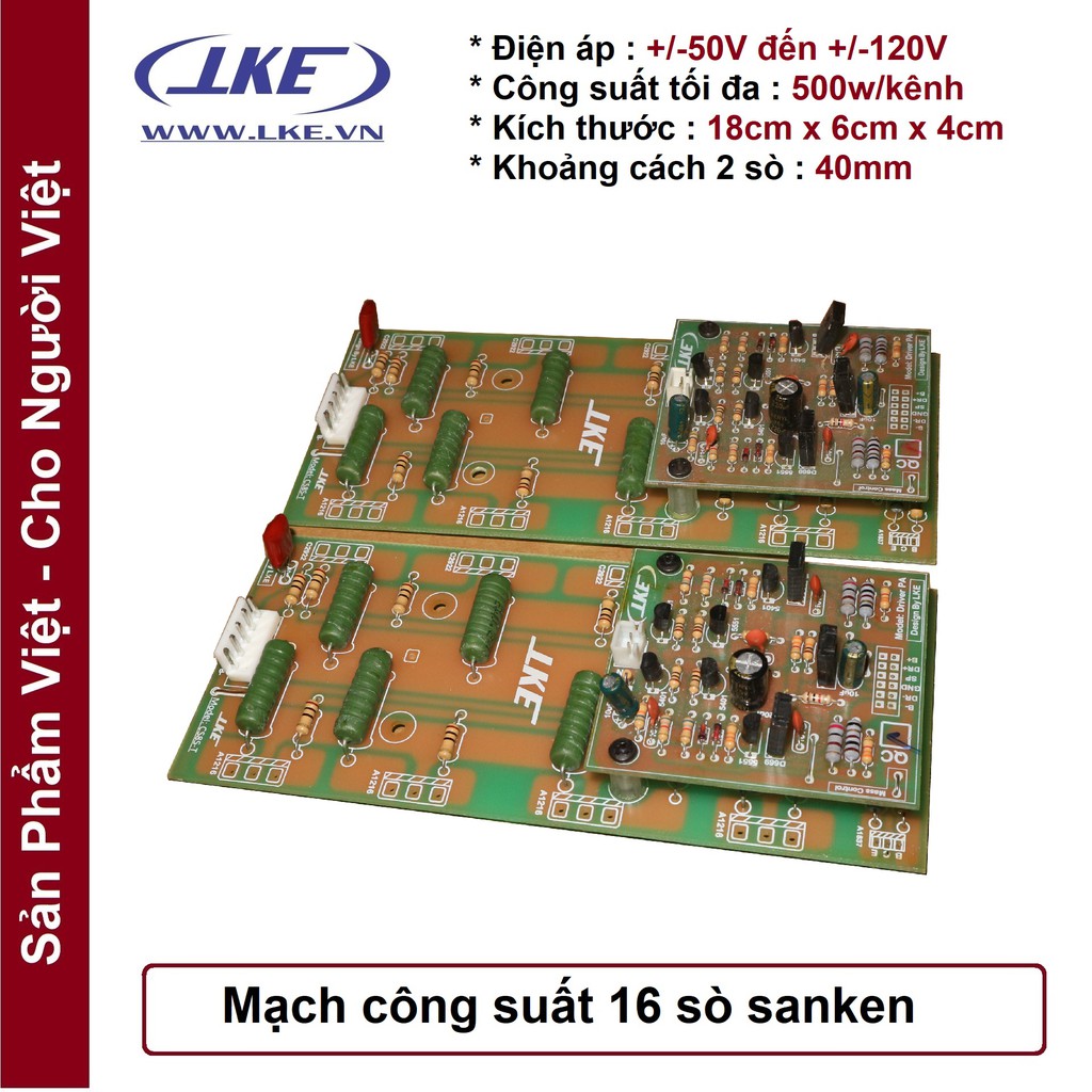 1 Cặp mạch công suất 16 sò san ken fip thủy tinh LKE