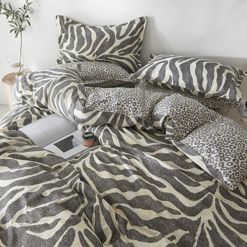 Bộ chăn ga gối ga giường cotton poly Hàn Quốc các mẫu ngựa vằn rằn ri - Ngân Khánh Bedding drap giường