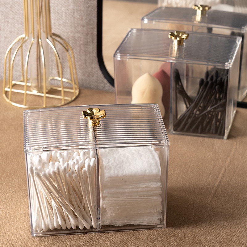 Hộp Đựng Tăm Bông/Bông Tẩy Trang Mini Chống Bụi Bằng Acrylic