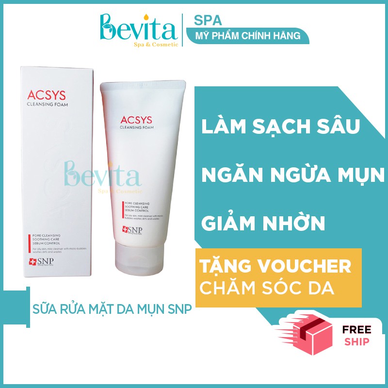 [Ngăn Ngừa Mụn Hiệu Quả] Sữa rửa mặt cho da mụn SNP ACSYS Cleansing Foam 180g, sữa rửa mặt da nhờn - Bevita