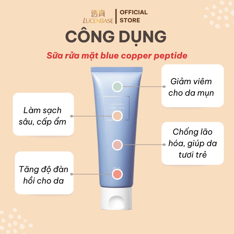 [LUCENBASE] Sữa rửa mặt blue copper peptide cấp ẩm, giảm viêm đỏ 120g
