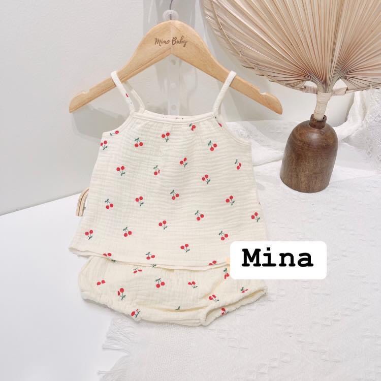 Bộ xô muslin 2 dây MiNa đáng yêu cho bé