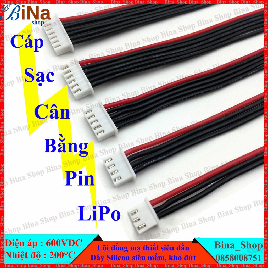 Cáp sạc cân bằng pin 1S 2S 3S 4S 5S 6S Cáp JST 22AWG