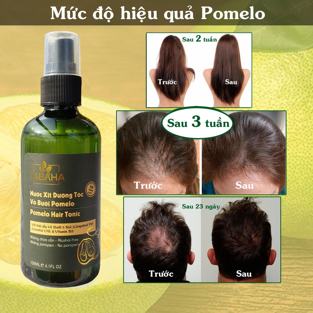 Chai xịt dưỡng tóc tinh dầu bưởi kích mọc tóc Tabaha, giảm rụng tóc Pomelo 120ml