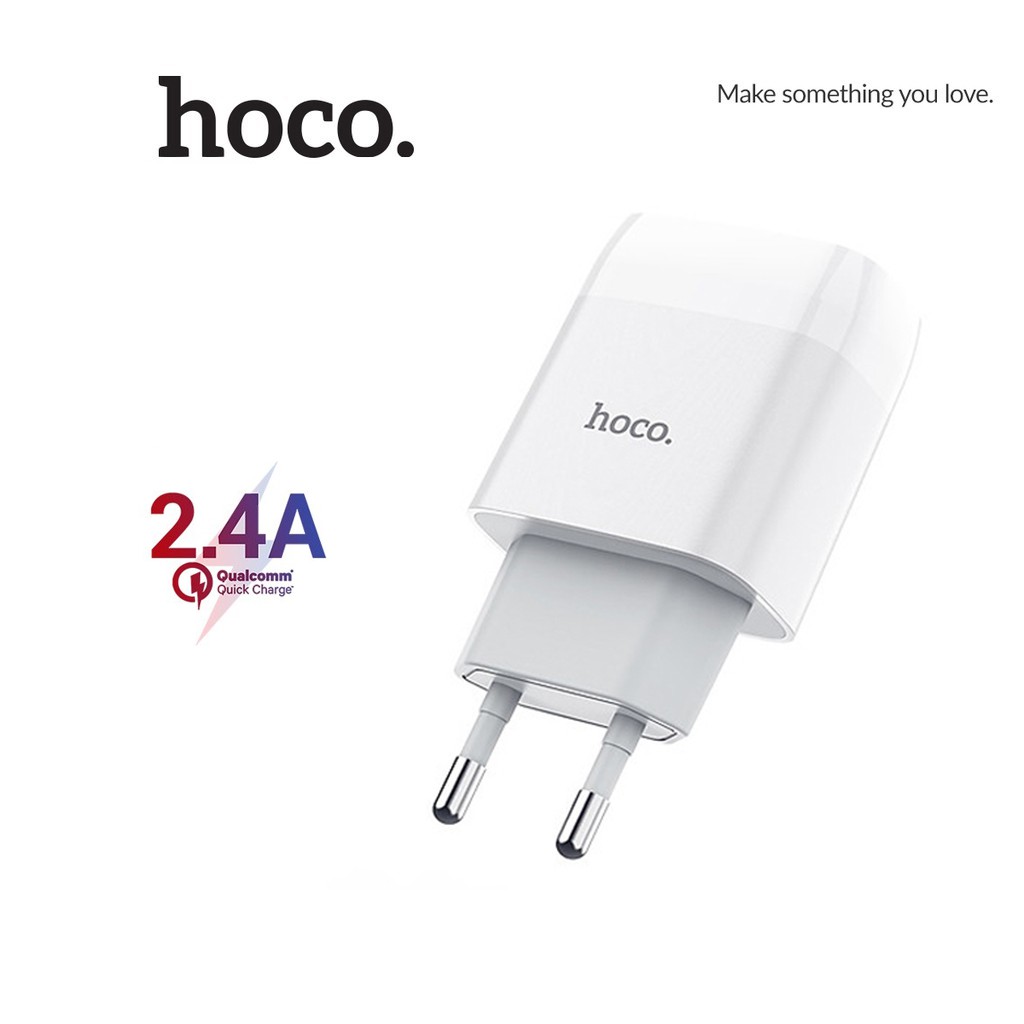 Củ sạc nhanh 2.4A Hoco C73A trang bị 2 cổng Usb chuôi dẹt , sạc cùng lúc 2 thiết bị cho Iphone Ipad Samsung Nokia Huawei