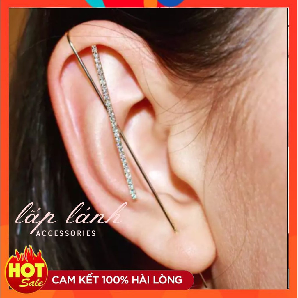 [Có sẵn] KHUYÊN XỎ VÀNH TAI KẸP VÀNH TAI ĐÍNH ĐÁ MÓC XÍCH THIẾT KẾ PHONG CÁCH THỜI TRANG CHO NỮ 214BTVTD