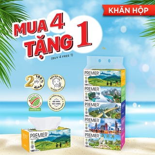 Khăn giấy hộp Premier 180 tờ - Combo 5 hộp