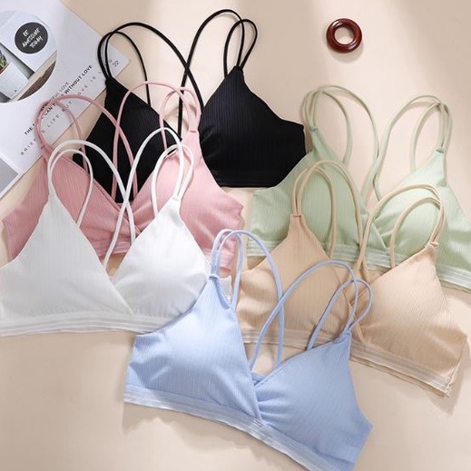 Áo ngực bra nữ len tăm 4 dây thể thao nâng ngực -  Áo lót bralette tập gym coton mềm không gọng mút mỏng - Đồ lót nữ Y17