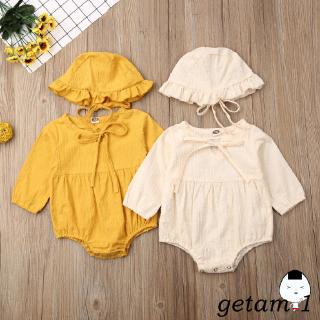 Áo liền quần tay dài phối nơ dễ thương cho bé gái sơ sinh