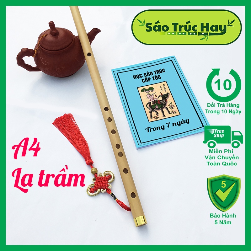 Sáo Trúc Giá Rẻ Tone LA TRẦM A4 bền và đẹp kèm Học sáo Cấp Tốc Chính Hãng SÁO TRÚC HAY - CẤP 1