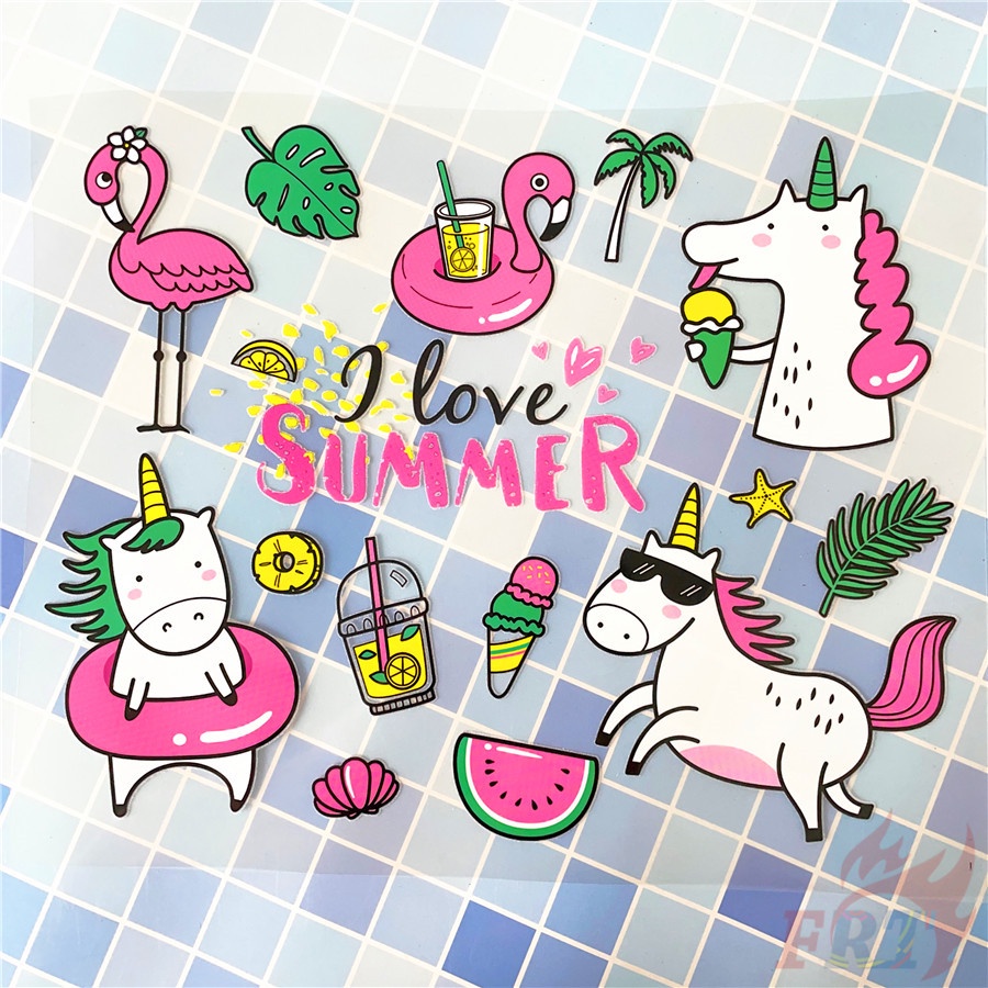 ✪ Tôi yêu Summer!Miếng Dán Vinyl Hình Kỳ Lân &amp; Hồng Hạc: Dễ Thương ✪ 1 Miếng Dán Trang Trí Công Tắc Nhiệt