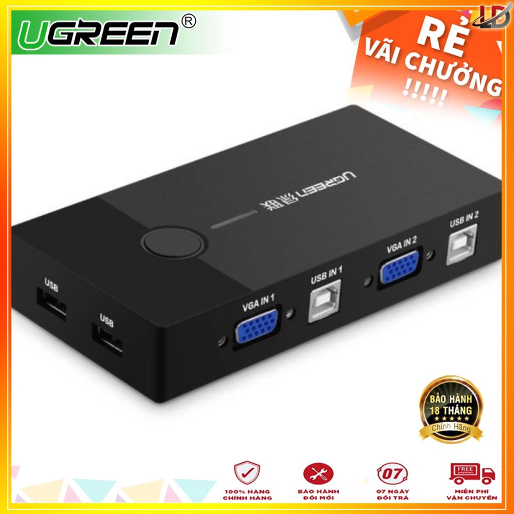 Ugreen 30357 - Bộ KVM Switch USB chuyển 2 máy tính chung 1 màn hình cao cấp - Phukienleduy