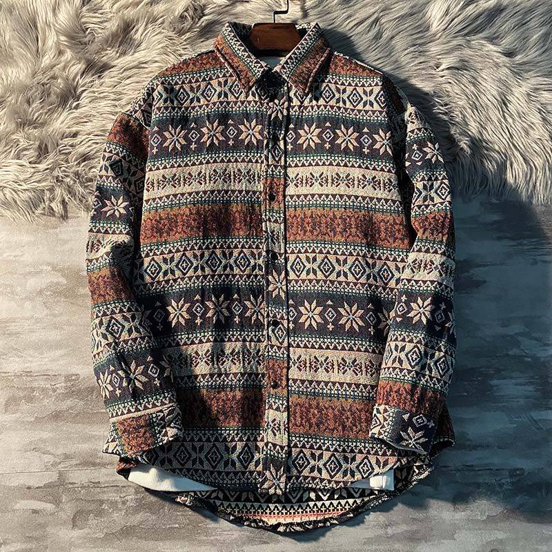 Áo Khoác Sơ Mi Dáng Rộng Vintage Cho Nam
