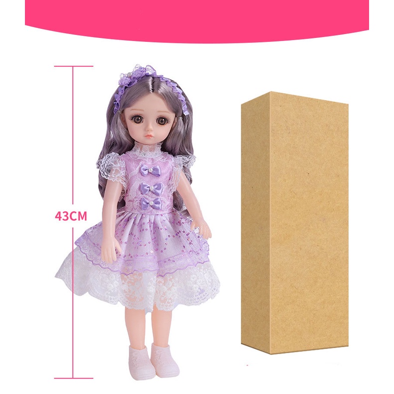 Búp Bê Doll 3D Mắt Ngọc Biết Hát , Phát Nhạc 160 Âm Thanh Kèm Phụ Kiện (Tím)