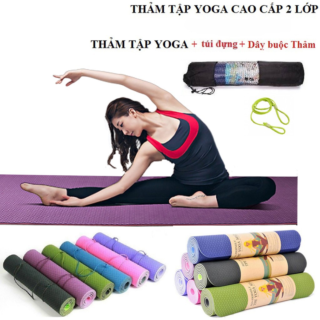 Tập thể dục lành mạnh  Thảm Tập Yoga,Tập Tập Gym Chất Liệu TPE 6mm 2 Lớp Đại Nam Sport + Tặng