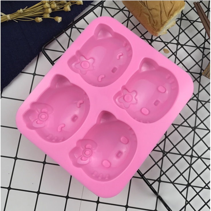 Khuôn silicon làm đá/làm bánh hình hello kitty