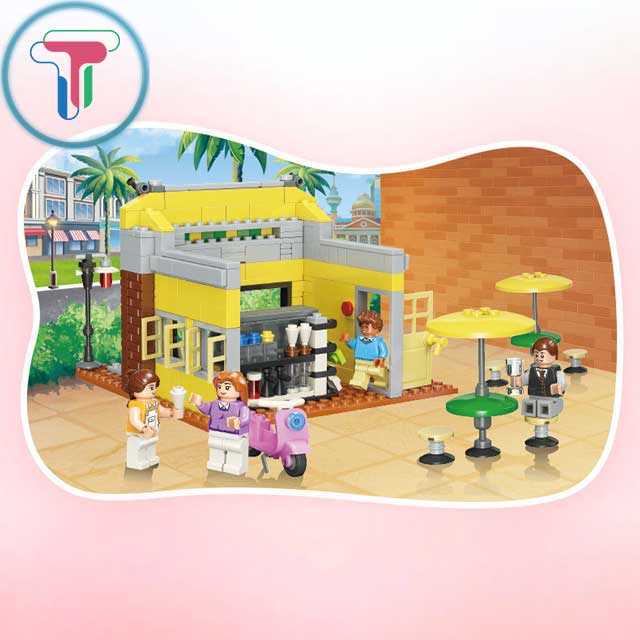 Đồ chơi lắp ráp tiệm bán đồ ăn vặt, bánh mì, cà phê 399 mảnh ghép