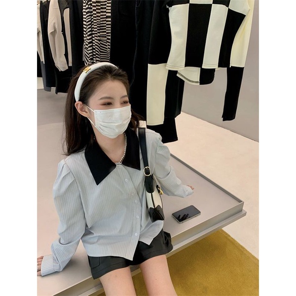 Áo Sơ Mi Dài Tay Phong Cách Pháp Thanh Lịch Dành Cho Nữ