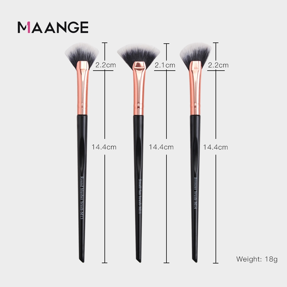 Set 3 Cọ Trang Điểm MAANGE Quạt Cỡ Nhỏ Kiểu Dáng Tiện Dụng