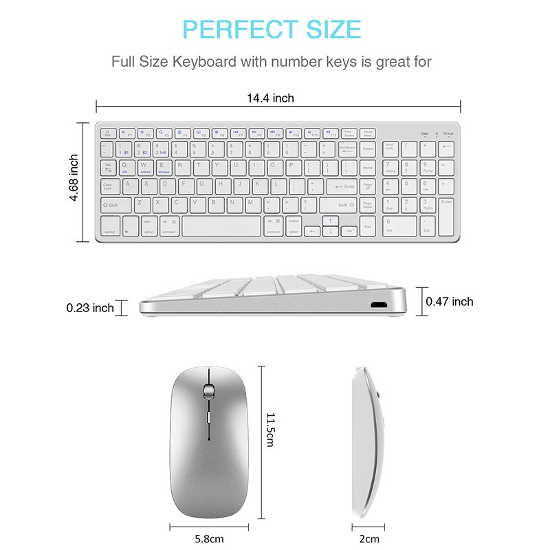 Bộ Bàn Phím Bluetooth Không Dây 2.4G Kèm Chuột Đồng Bộ Không Gây Tiếng Ồn Cho Laptop iPad ios Windows
