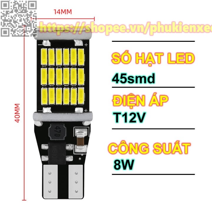 Đèn Led Demi Lắp Đèn Lùi, Xi Nhan, Biển Số, Đèn Trần, Đèm Sườn, T10 T15 Chip 4014 Dùng Cho Ô Tô Xe Máy Siêu Sáng