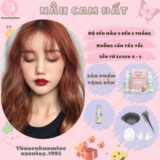 Thuốc nhuộm tóc nam nữ MÀU CAM ĐẤT TRẦM nhuộm tại nhà tặng kèm oxy trợ nhuộm và bộ 7 món hỗ trợ nhuộm