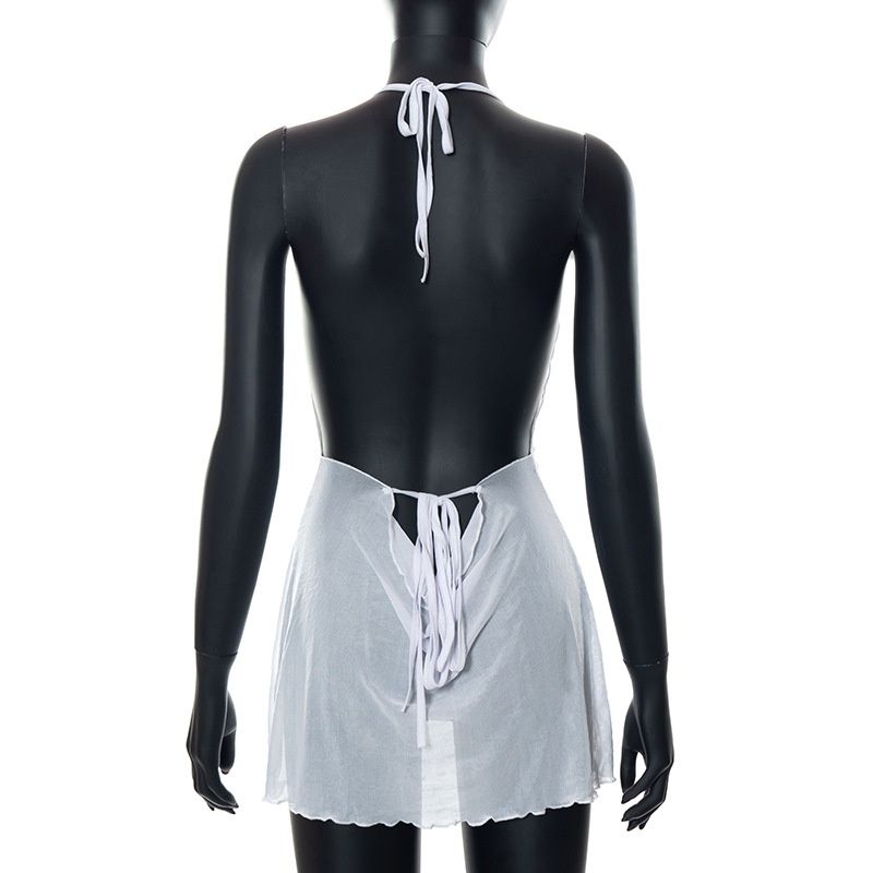 DUNEA Đầm hai dây lai bèo xuyên thấu hở lưng thời trang gợi cảm dành cho nữ