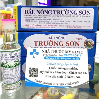 Dầu nóng trường sơn chai 10ml, dầu xoa bóp trường sơn- Nhà Thuốc Mỹ Kim