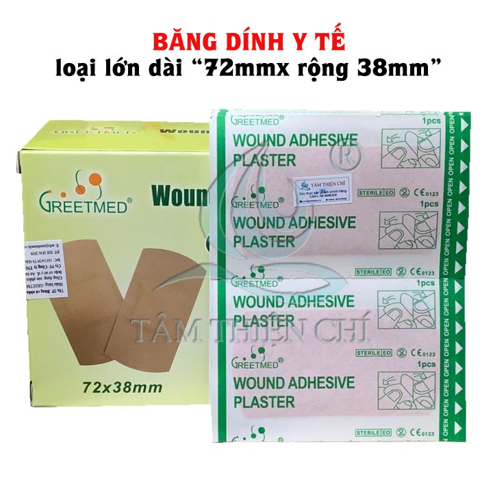 Băng cá nhân bản lớn GREETMED 72 x 38mm túi 10 miếng