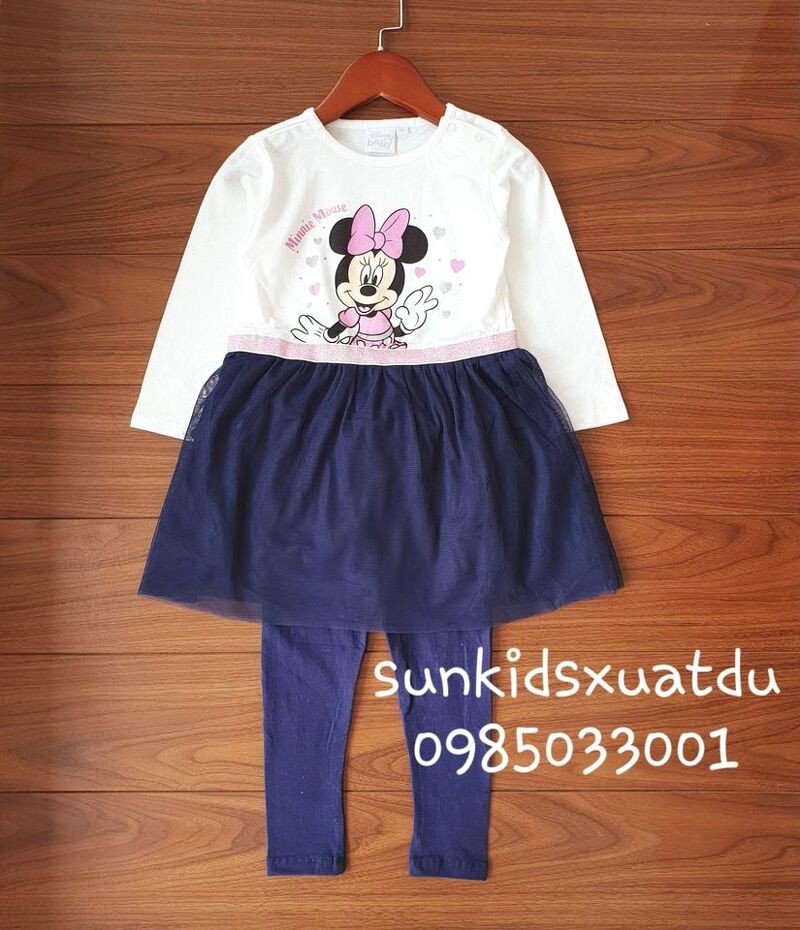 Set váy hình Minnie tán nhũ + legging