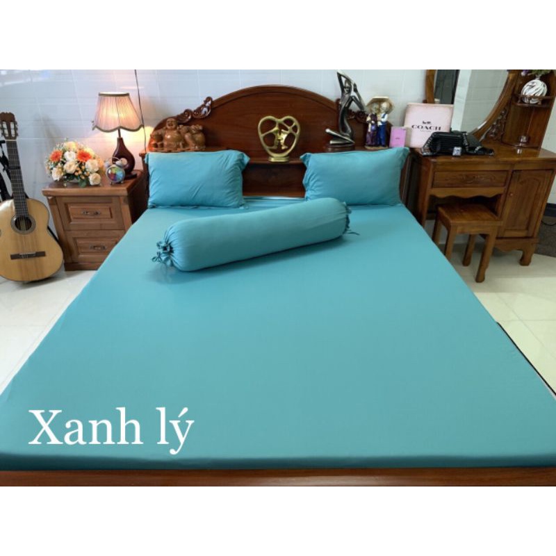 BỘ 4 MÓN GA GỐI DRAP THUN LẠNH HÀN  ĐỦ SIZE  TÔNG XÁM XANH MỀM MÁT