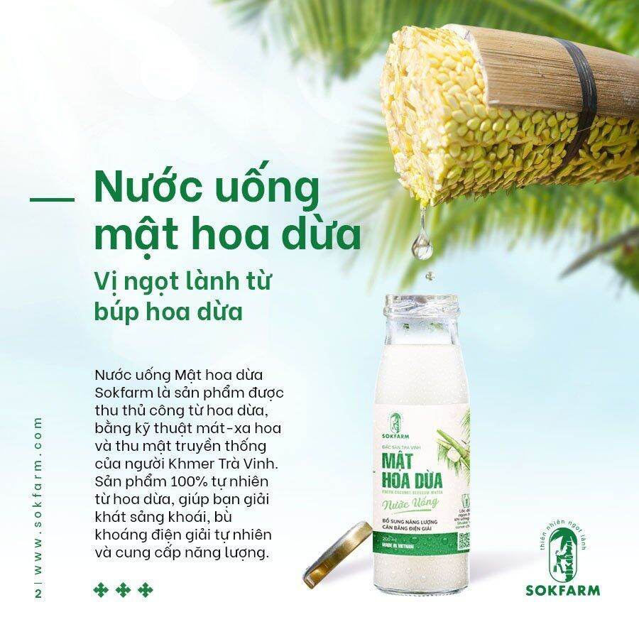 Nước Uống Mật Hoa Dừa Hữu Cơ SokFarm Bù Khoáng Bù Điện Giải - Xanhsam Organic