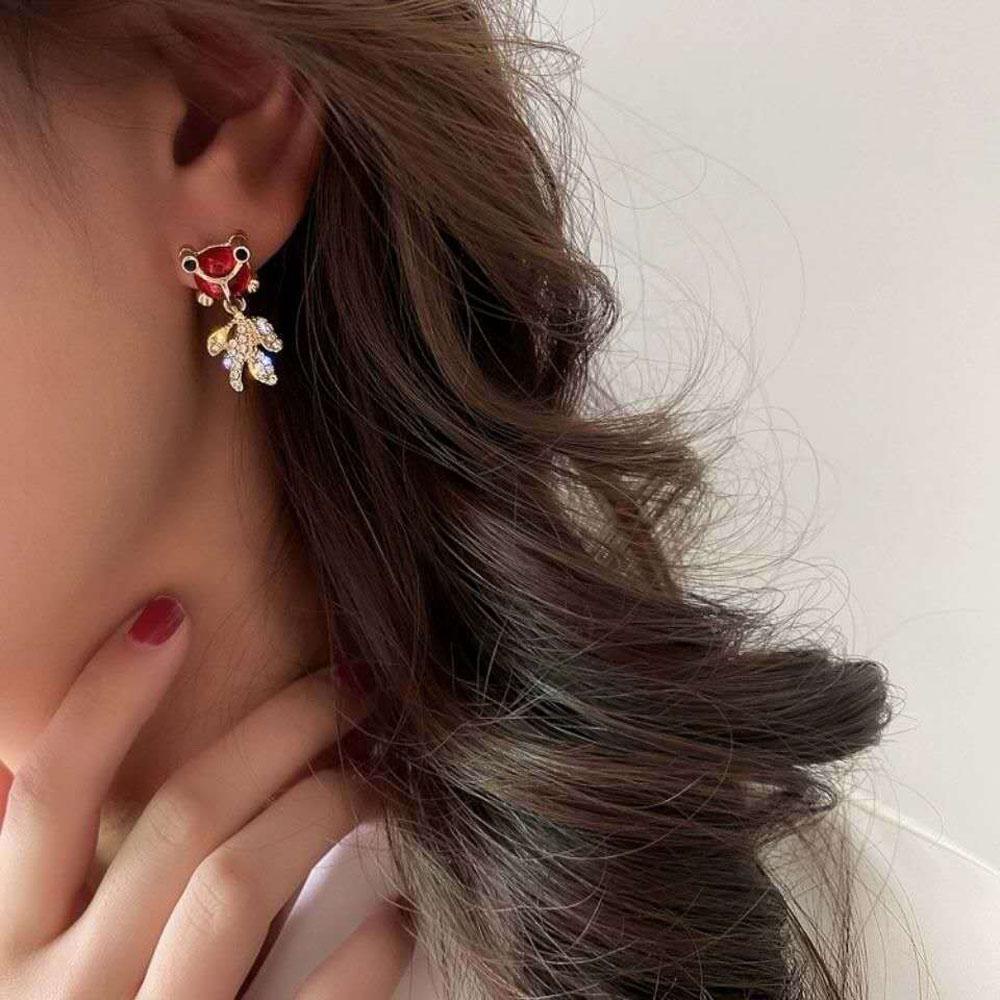 QQMALL Bông Tai Hình Cá Vàng Đỏ Dễ Thương Cho Nữ