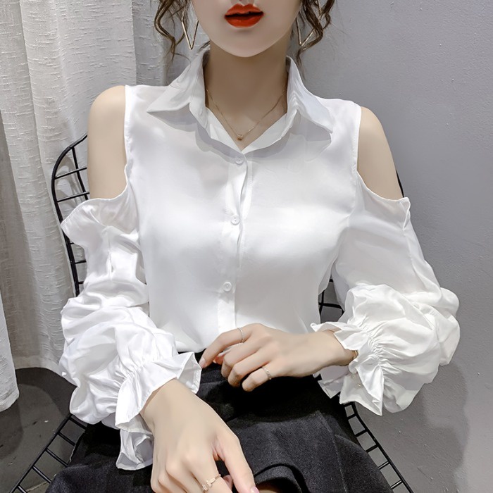 Áo Kiểu Tay Phồng Hở Vai Thời Trang Mùa Thu Hàn Quốc 2020