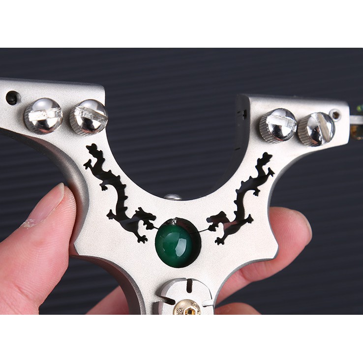 Ná Cao Su Rồng Đuổi Ngọc  - Ná Thun Hợp Kim Nguyên Chất Inox 304 Chạc 8 (Tặng kèm 2 dây ná 1mm ) [N18 + 2DN1]