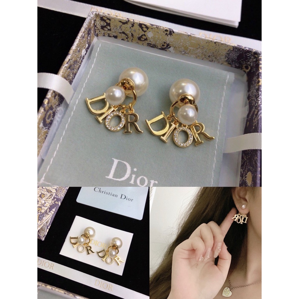 Khuyên Tai Tròn Khắc Chữ Dior Bằng Thép Titanium Thời Trang Cho Nữ