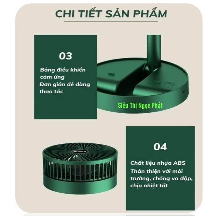 Quạt Tích Điện Mini Kèm GIÁ ĐỠ ĐIỆN THOẠI Để Bàn Cao Cấp FS-21