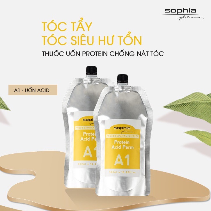 Thuốc uốn a xít chống nát dành cho tóc tẩy, yếu, hư tổn A1 500ml Sophia Platinum Hàn Quốc