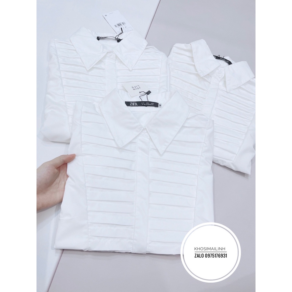✨BÁN SỈ✨Sơ mi trắng suông xếp ly ngực