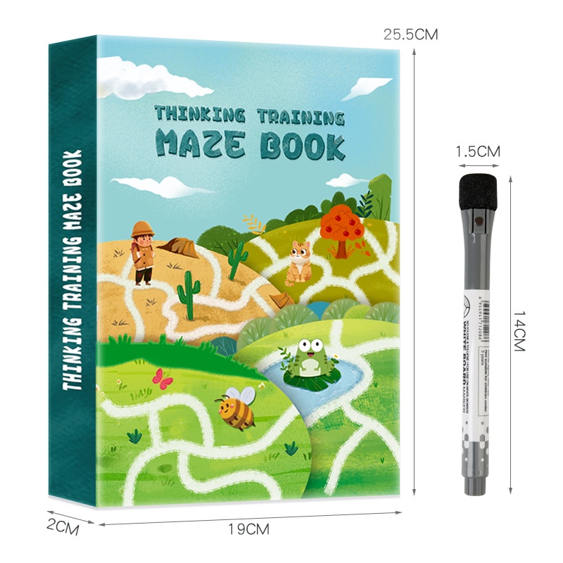 Học liệu giáo dục Montessori Sách mê cung kèm bút xóa Maze Book giúp trẻ em thông minh sáng tạo logic BeThongMinh